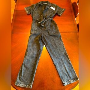 Baltic Born Washed black Denim romper. Size M. Never worn. Collar and tie waist